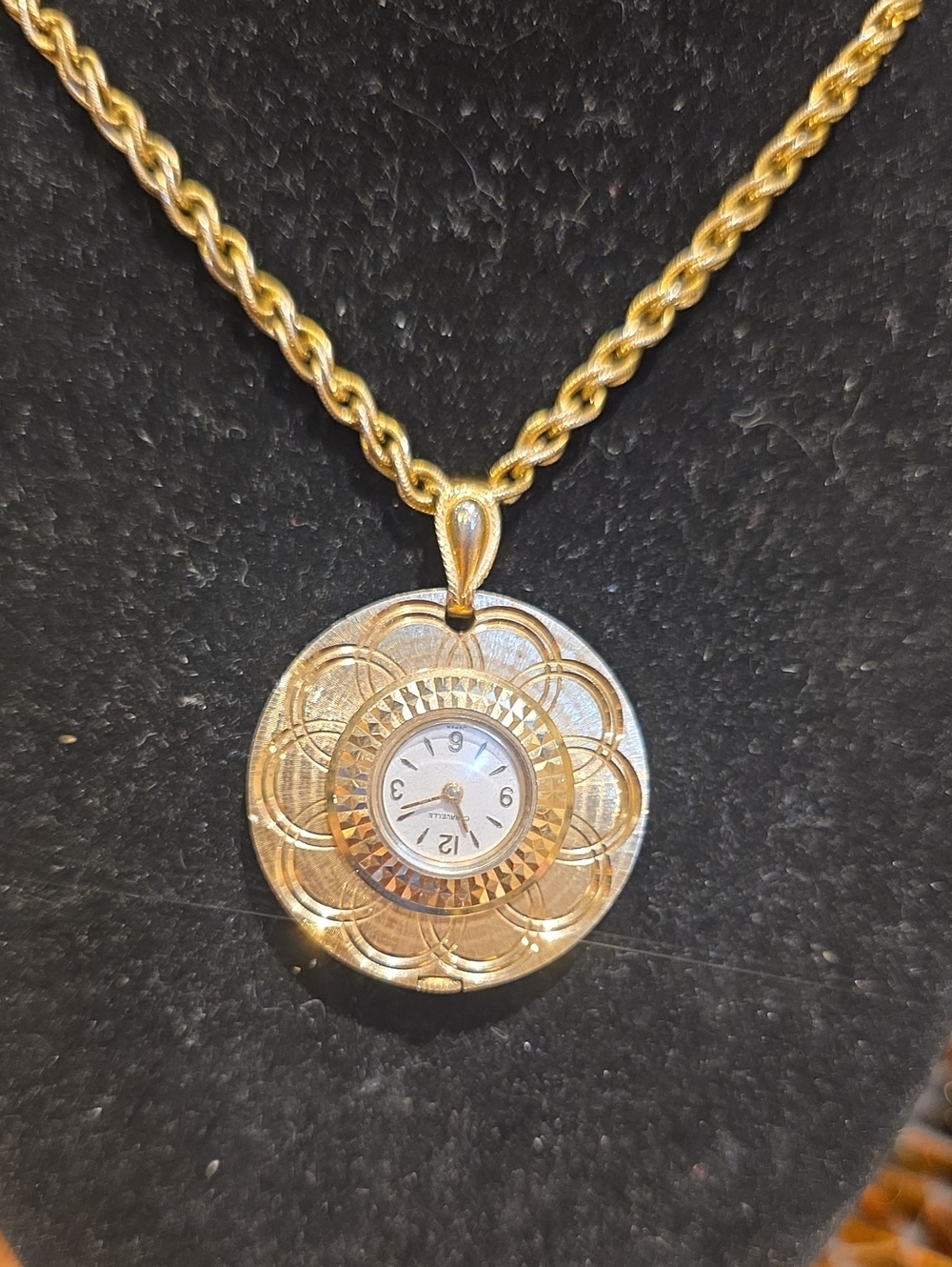 Gold Floral Locket Watch Necklace - Timeless Pendant